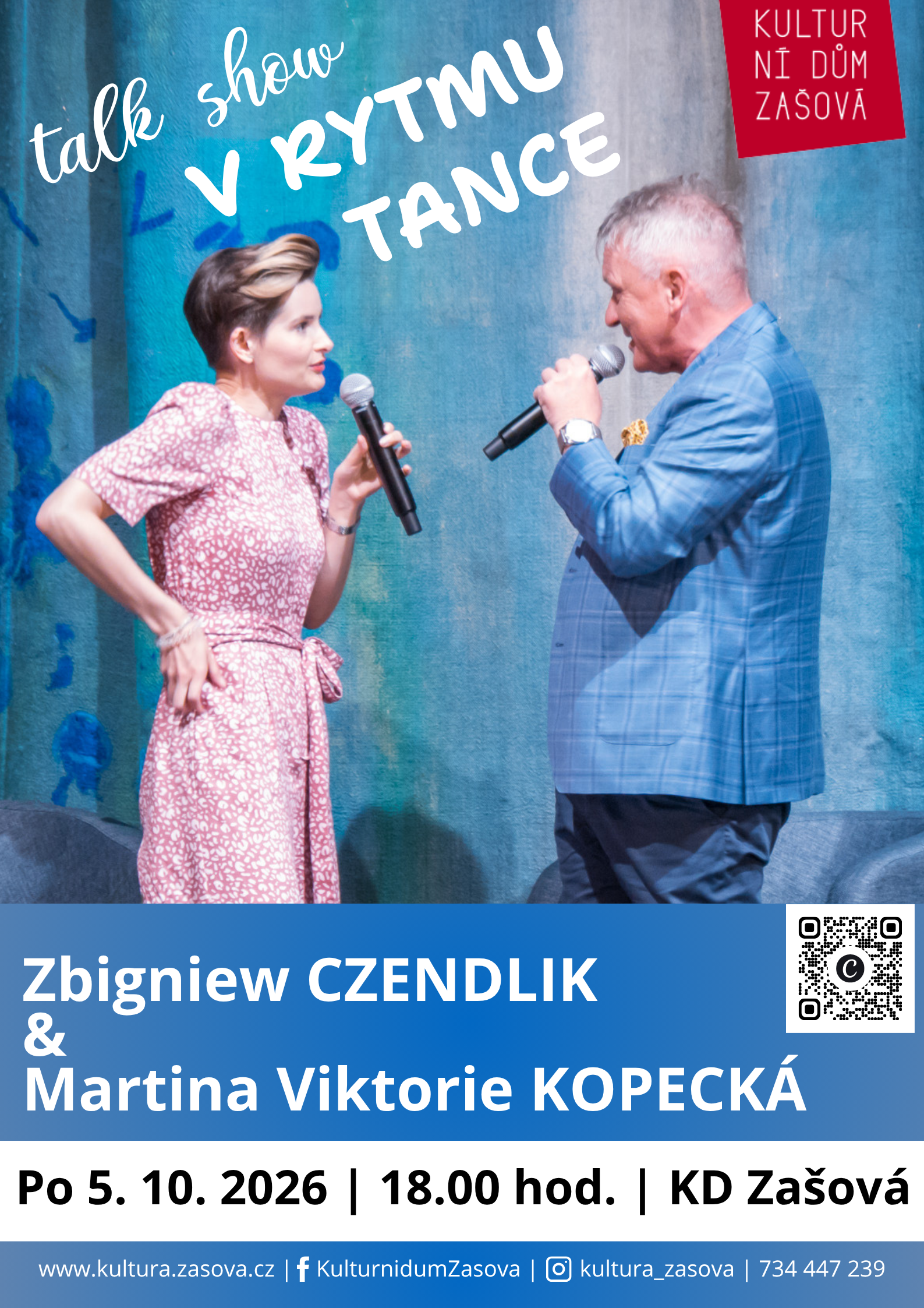 Zbigniew Czendlik a Martina V. Kopecká s mirkofony v ruce