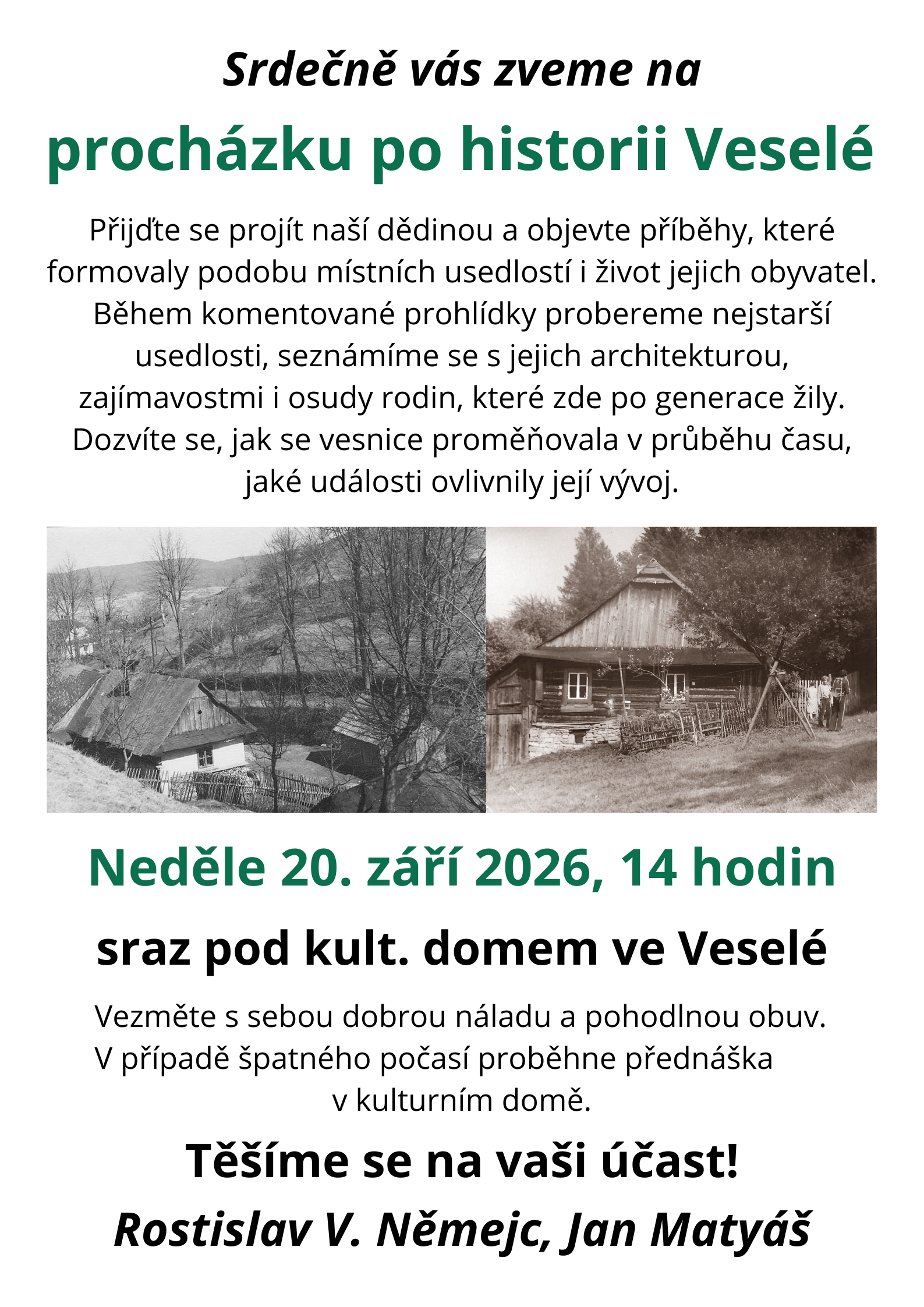 plakát s historickou fotkou z Veselé