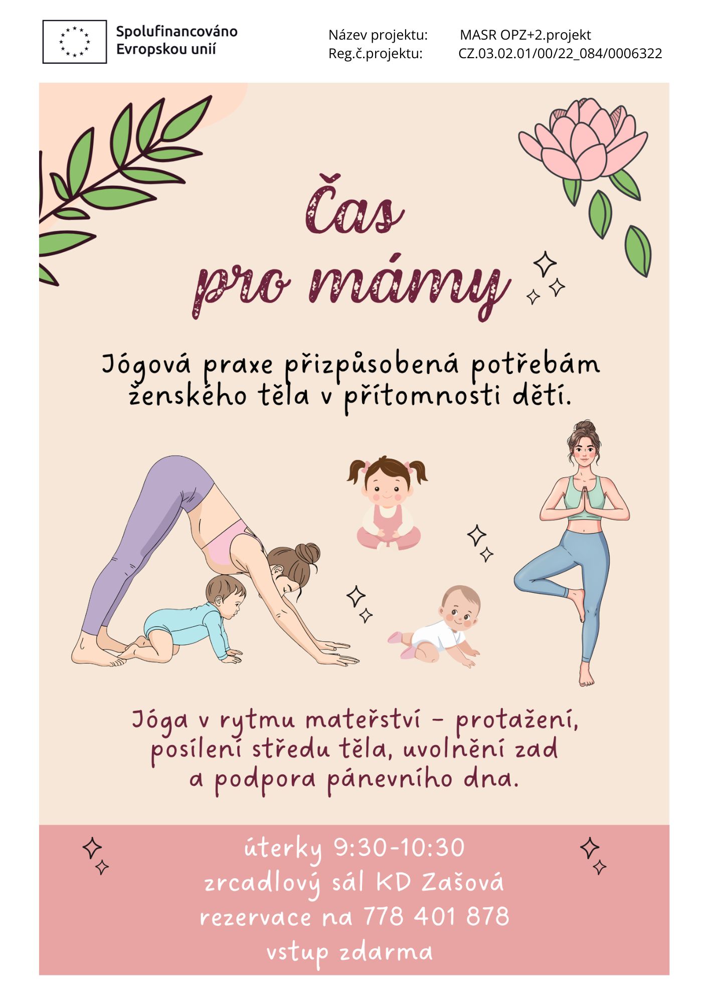 plakat s nakreslenymi maminkami a detmi