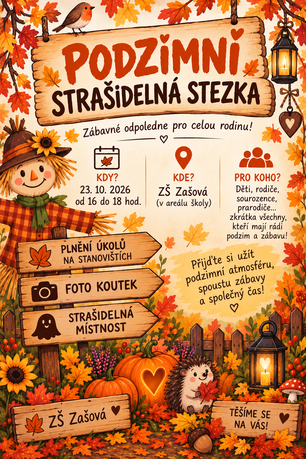 plakát se strašákem a nformacemi o akci